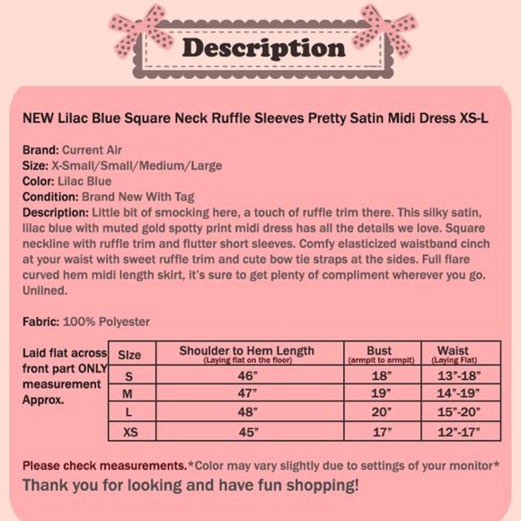 NEW Current Air Lilac Blue Ruffle Satin Midi Dress - Picture 10 of 10